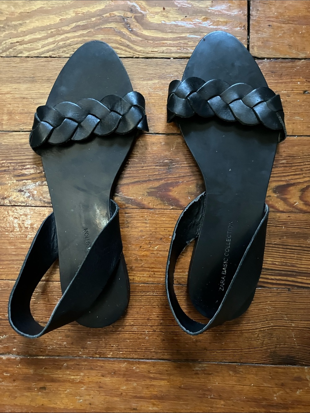 Zara Leather Braided Slingback Sandal